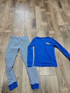 4/$10 Carters 6 Snug Fit Boys Pajamas long Sleeve Winter Blue Stripes Dino Pjs